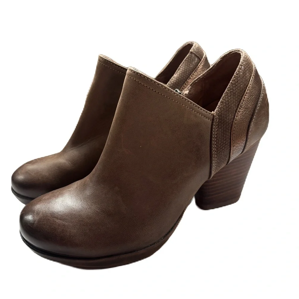 Dansko Marcia Boots Leather Burnish Nubuck Teak Brown Block Heel Size 37 Booties
